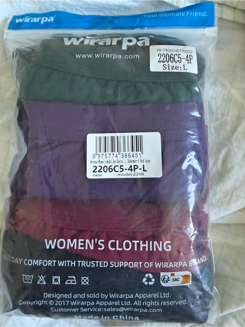 Women’s 4-Pack Cotton Briefs - Black, Purple, Wine (L)